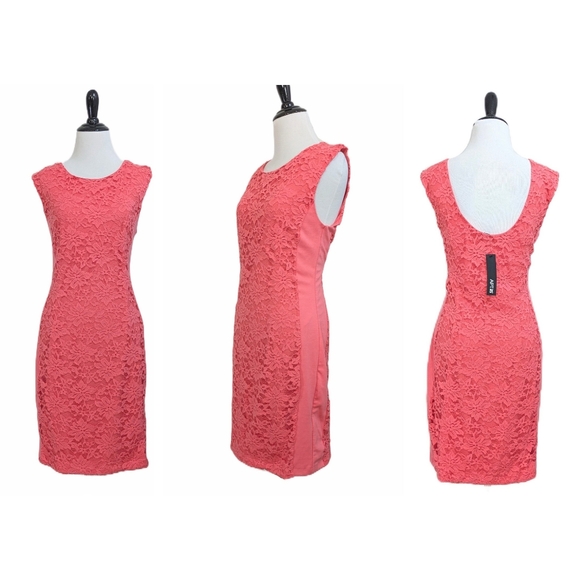 NEW Apt 9 Coral Lace Panel Sheath Dress - Size Medium Womens - Picture 1 of 7